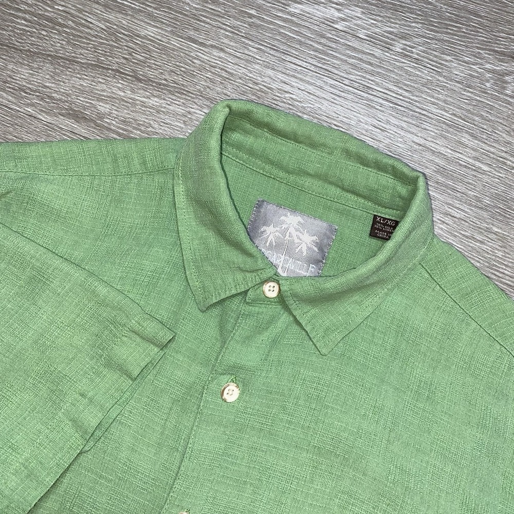Margaritaville 75% Silk 25% Linen Button Up Shirt Men's XL Green Lightweight